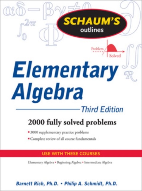 Book cover of Schaum's Outline of Elementary Algebra, 3ed