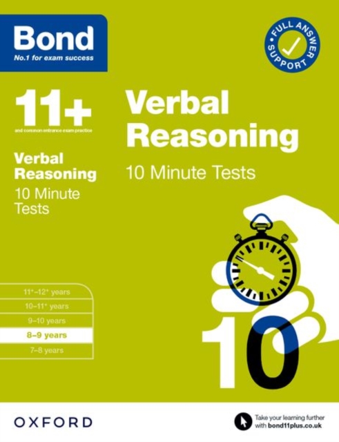 Book cover of Bond 11+: Bond 11+ Verbal Reasoning 10 Minute Tests with Answer Support 8-9 years