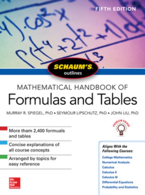 Book cover of Schaum's Outline of Mathematical Handbook of Formulas and Tables, Fifth Edition