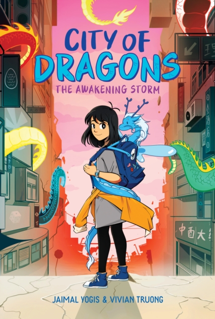 Book cover of The Awakening Storm: A Graphic Novel (City of Dragons #1)