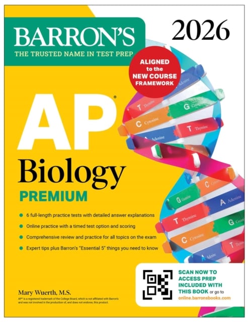 Book cover of AP Biology Premium, 2026: Prep Book with 6 Practice Tests + Comprehensive Review + Online Practice
