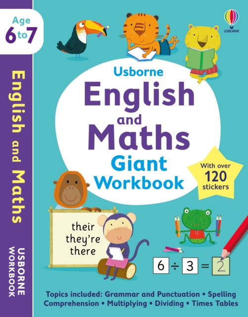 Book cover of Usborne English and Maths Giant Workbook 6-7