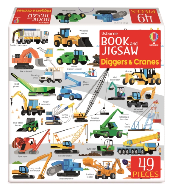 Book cover of Usborne Book and Jigsaw Diggers and Cranes