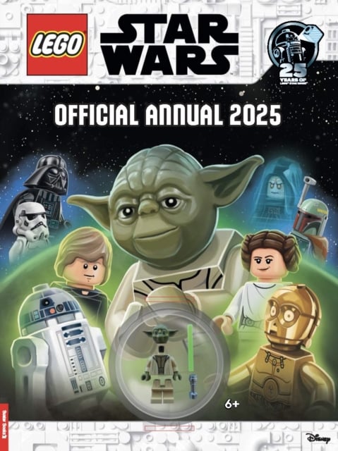 Book cover of LEGO® Star Wars™: Official Annual 2025 (with Yoda minifigure and lightsaber)