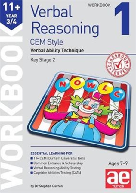 Book cover of 11+ Verbal Reasoning Year 3/4 CEM Style Workbook 1