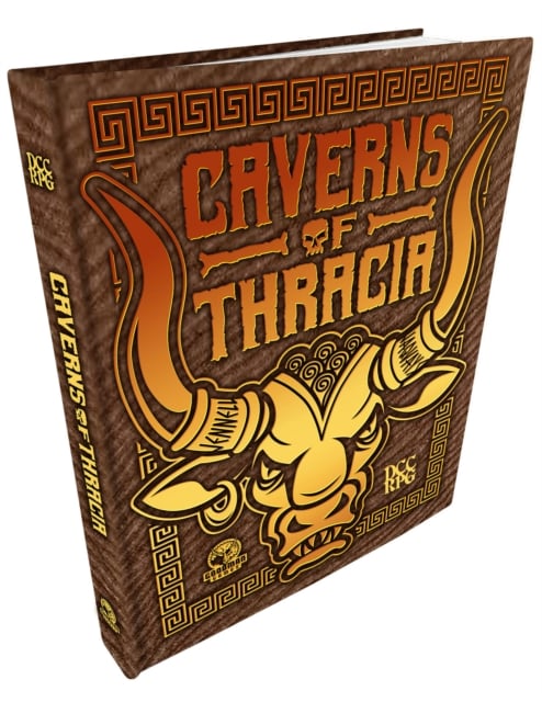 Book cover of The Caverns of Thracia (DCC RPG) Minotaur Hide Cover