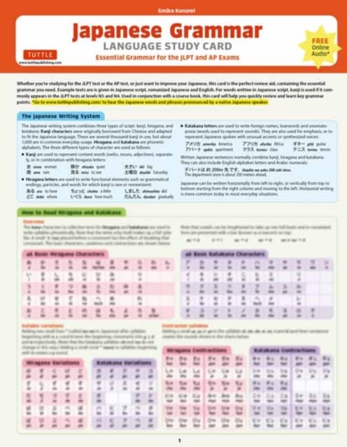 Book cover of Japanese Grammar Language Study Card